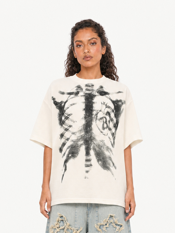 OYL-Lab Waffle Knit Skeleton Graphic Tee