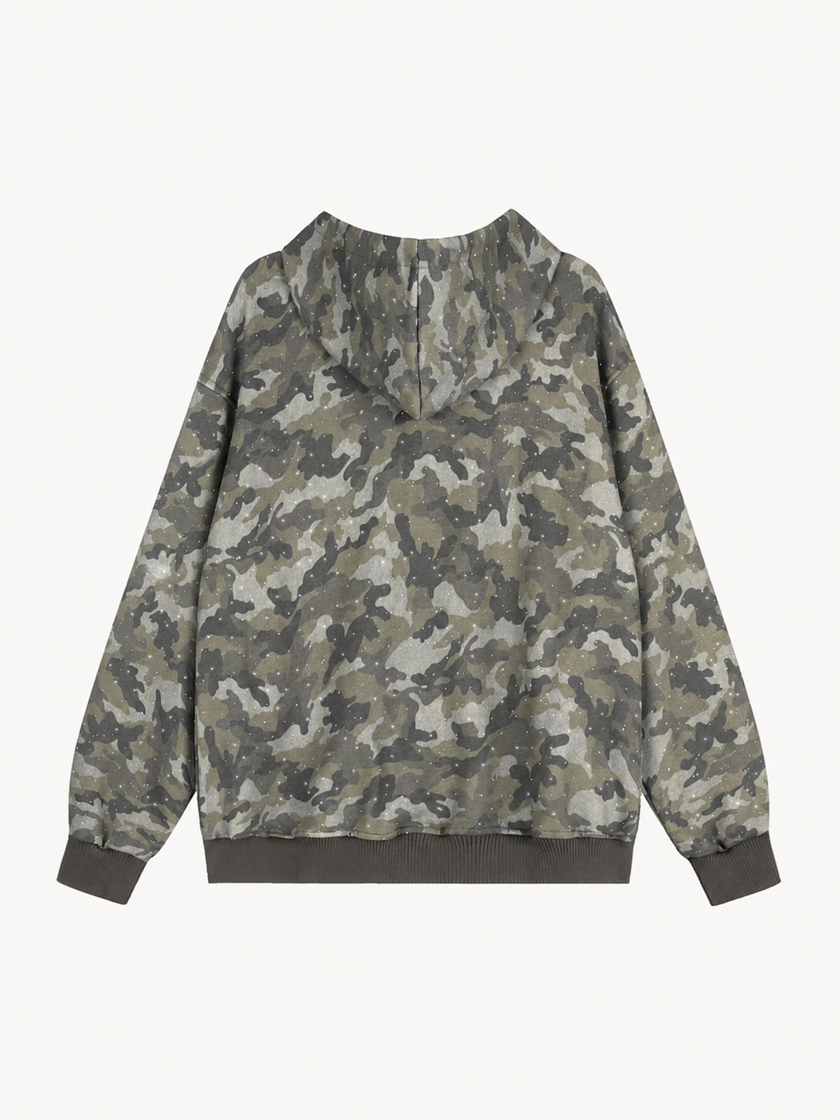 OYL-Lab Sparkle Rhinestone Camo Zip Up Hoodie 