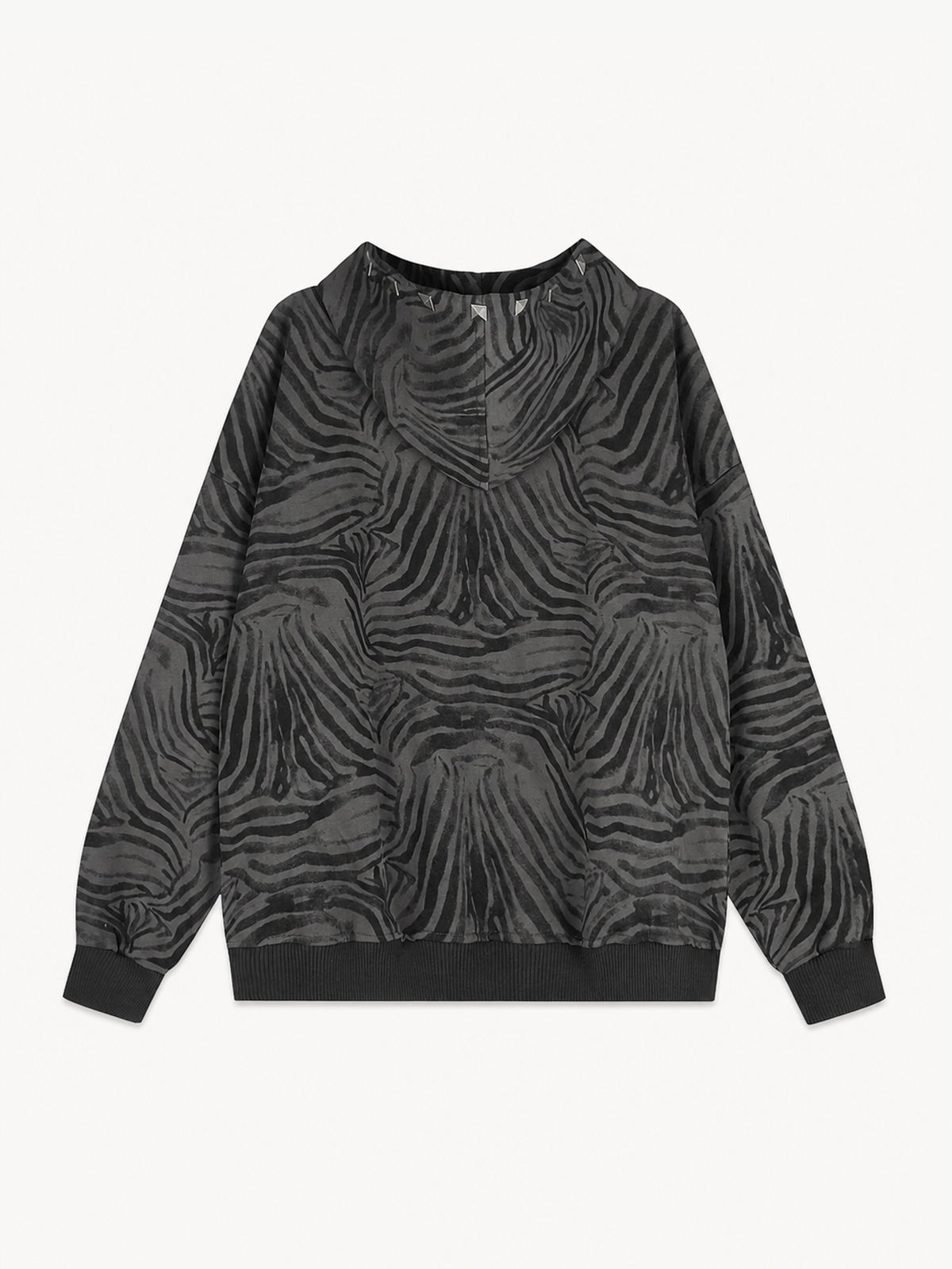 OYL-Lab Zebra Print Studded Zip Up Hoodie