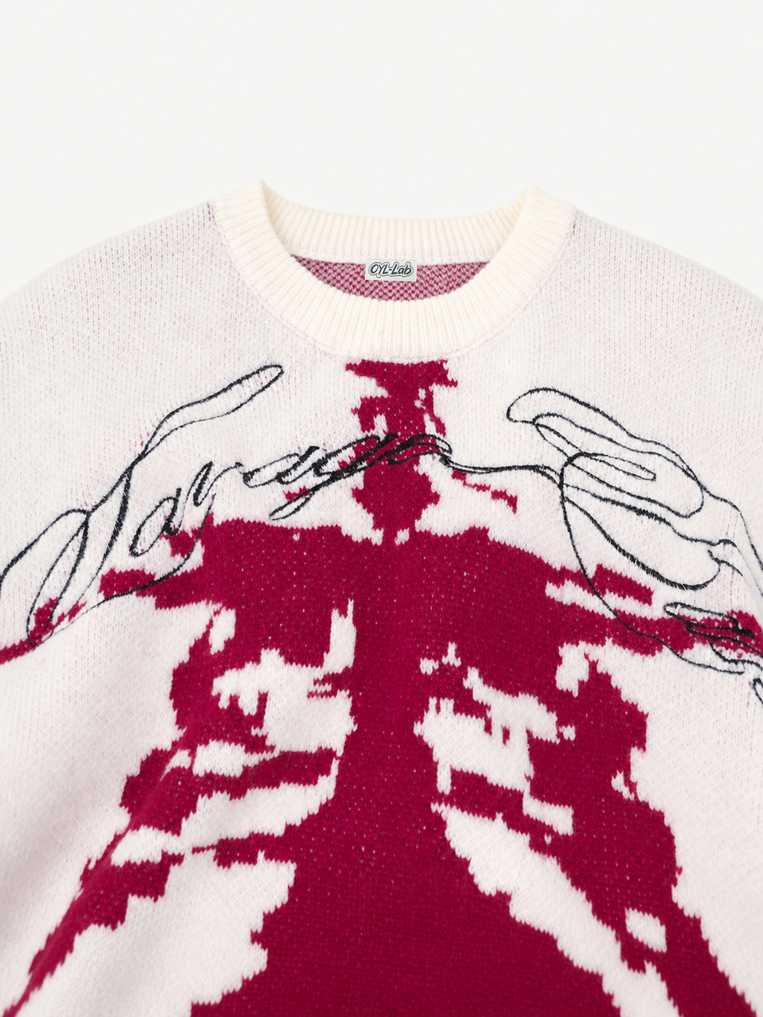 OYL-LabSkeleton Jacquard Crewneck Sweater