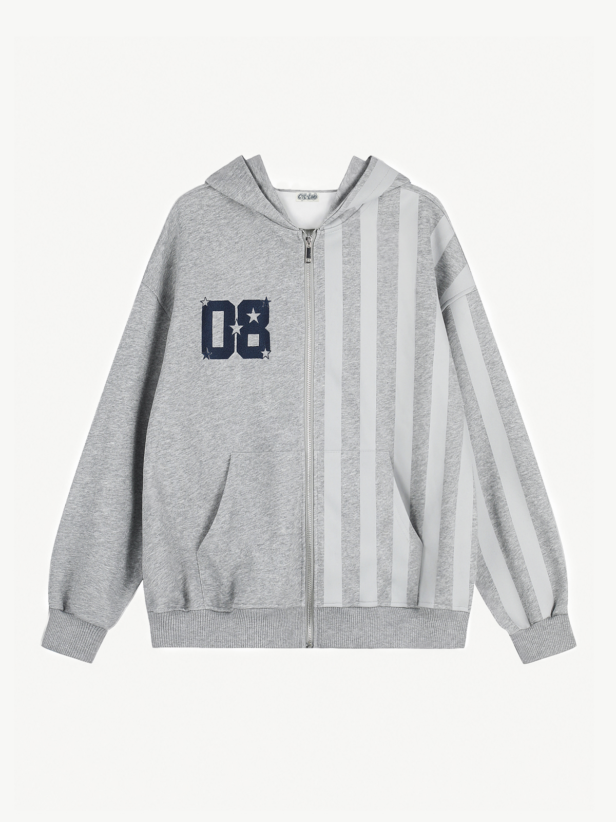 OYL‑Lab Striped Spliced Zip‑Up Hoodie
