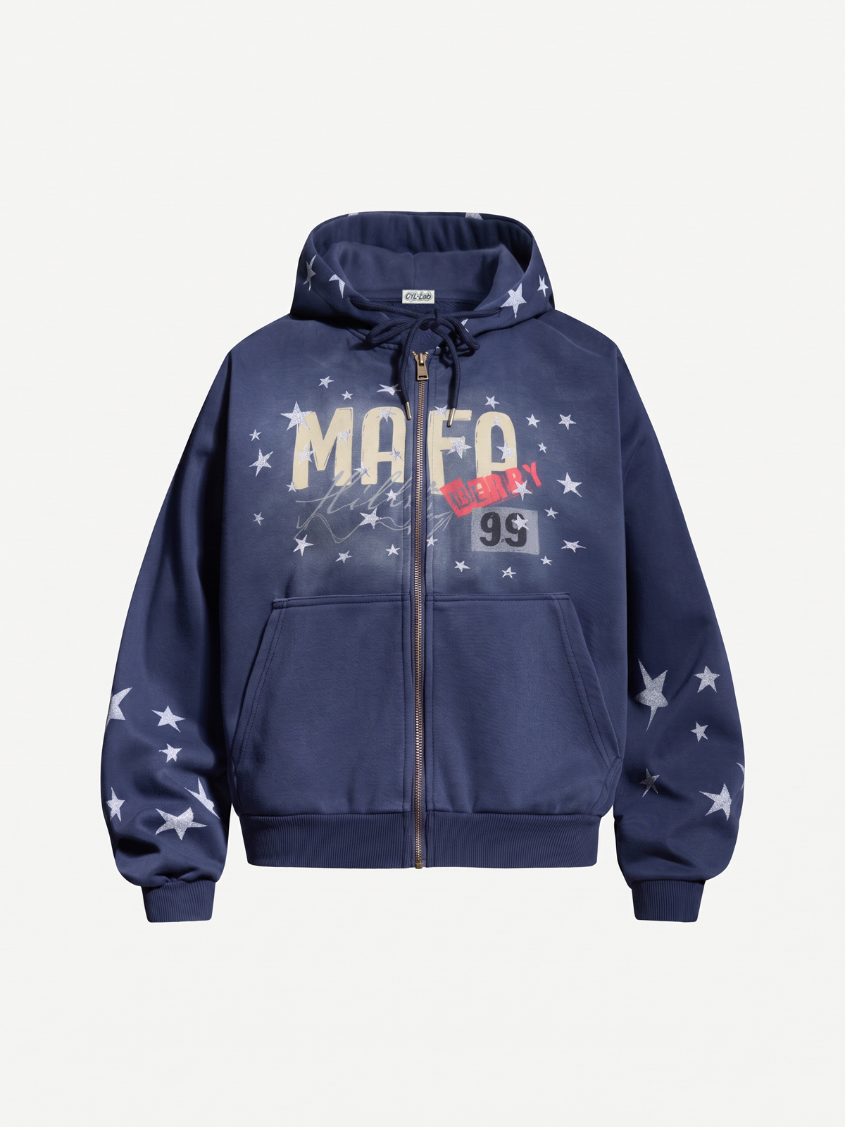 OYL‑Lab Vintage Star Print Zip‑Up Hoodie