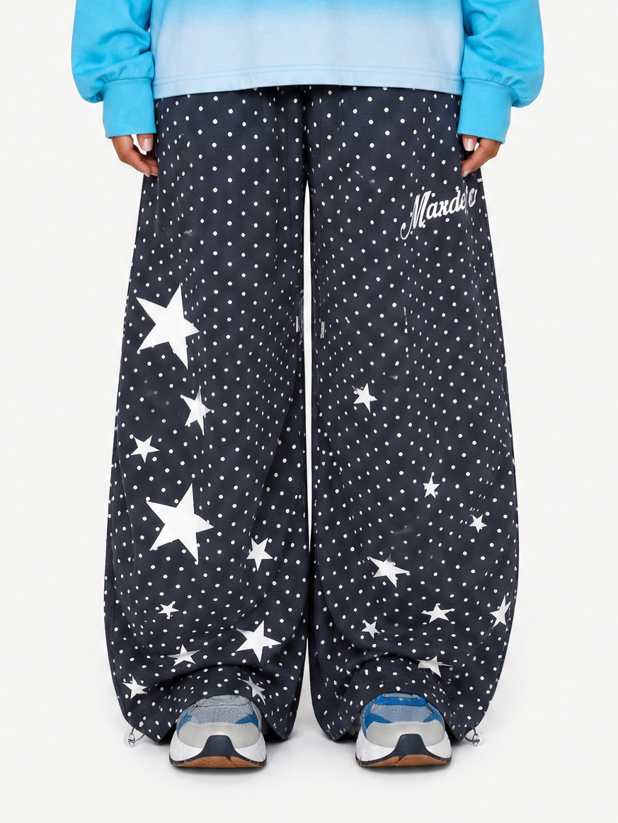 OYL-Lab Retro Polka‑Dot Star Print Baggy Balloon‑Leg Sweatpants