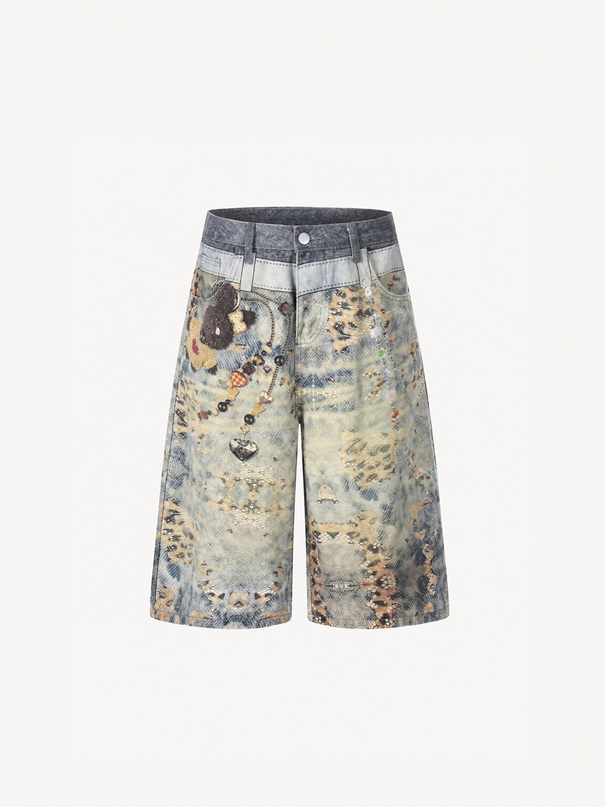 [Copy][Copy][Copy][Copy][Copy]OYL-Lab Star Patch Washed Denim Jorts