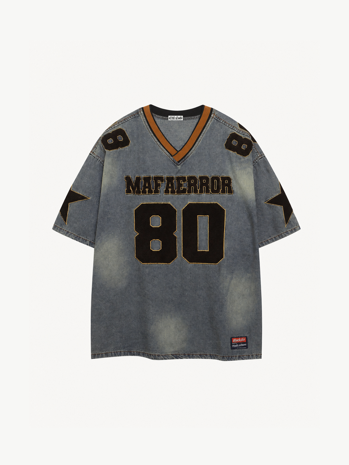OYL-Lab Varsity  Star Patch  V Neck Tee