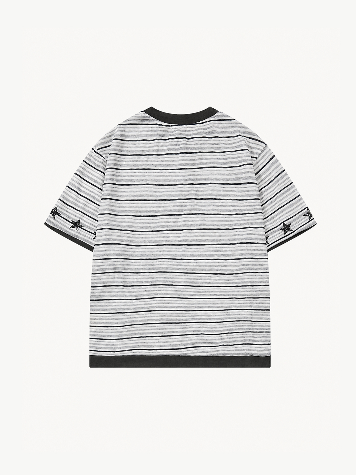 OYL-Lab Stripe Henley Neck  Vintage Print  Tee