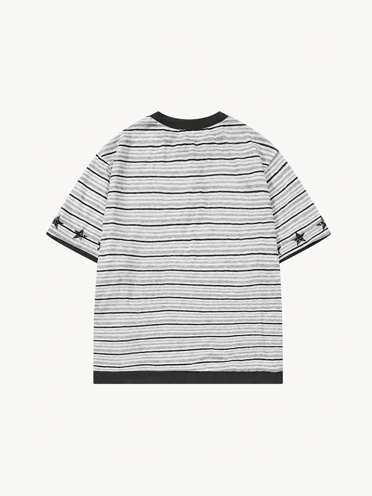 OYL-Lab Stripe Henley Neck  Vintage Print  Tee