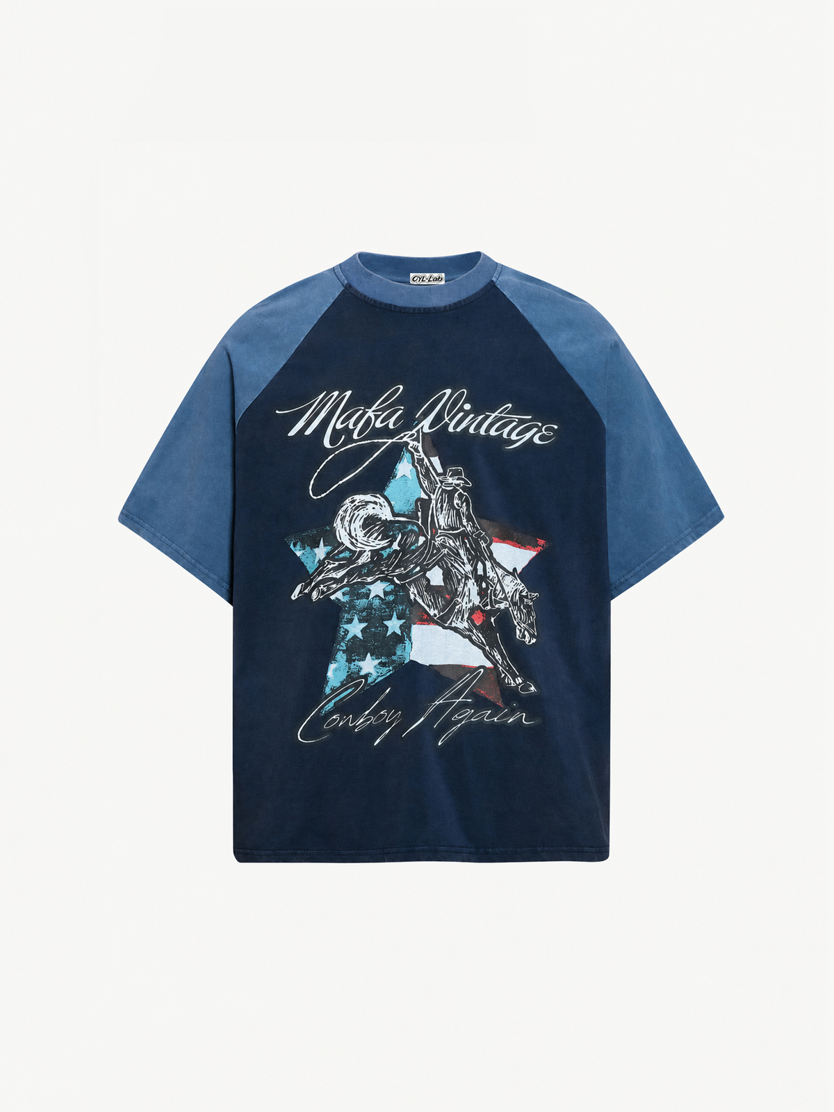 OYL-Lab Western Cowboy Star Vintage Print Tee
