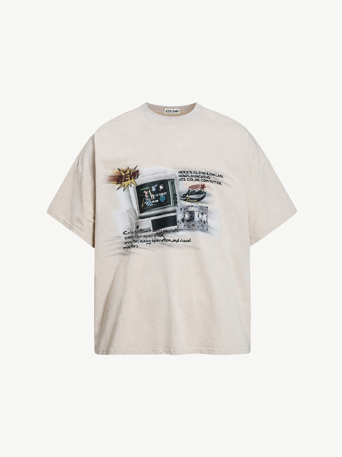 OYL-Lab Wash  Retro Computer Tape Print Tee