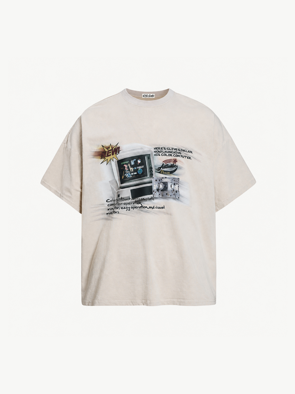 OYL-Lab Wash  Retro Computer Tape Print Tee