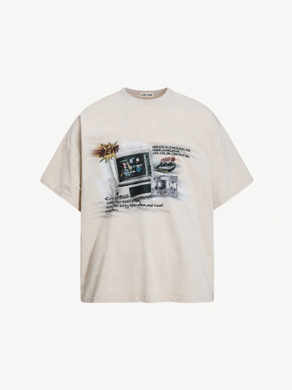 OYL-Lab Wash  Retro Computer Tape Print Tee