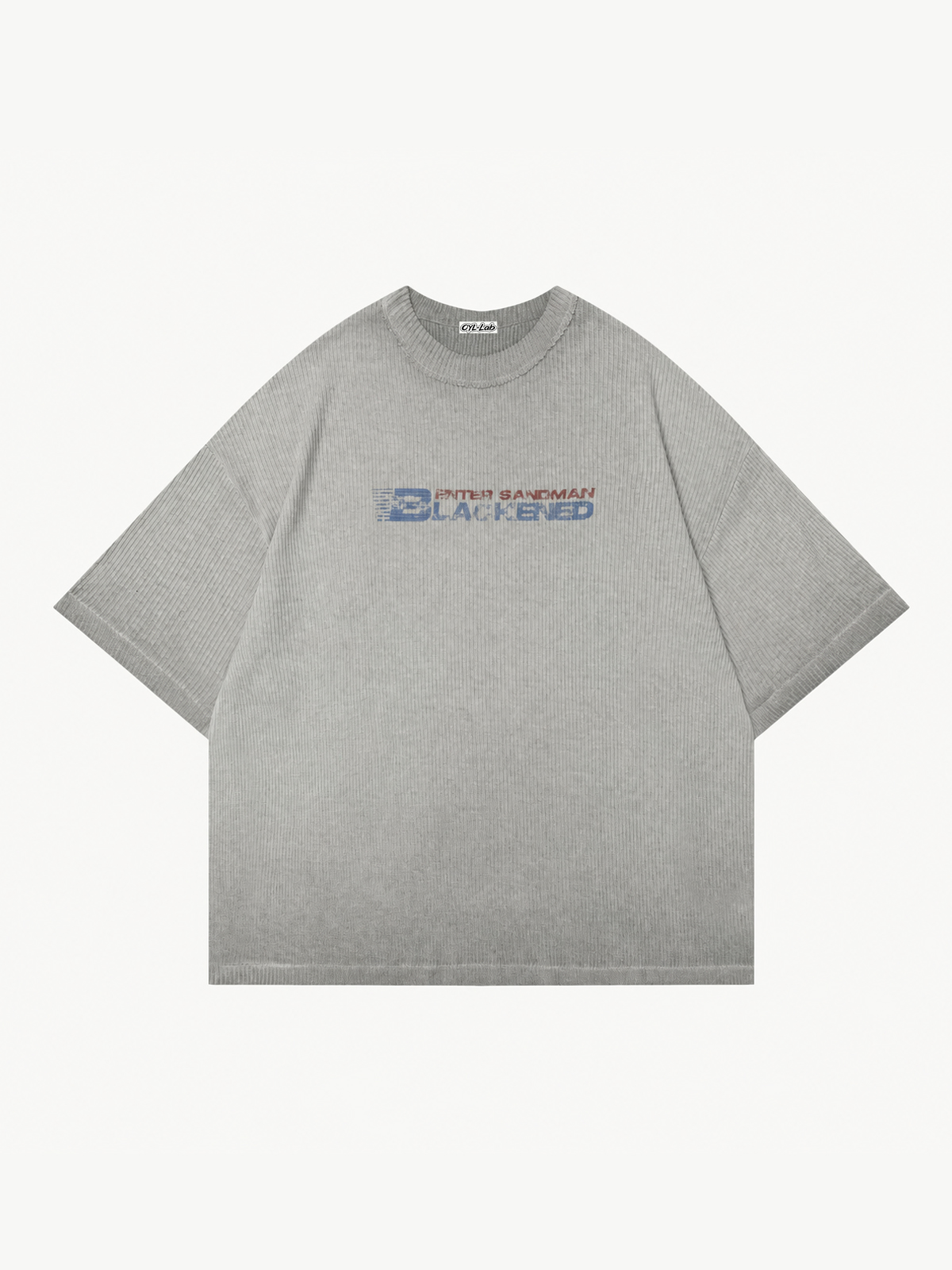 OYL-Lab Waffle Rib Distressed Letter Print Tee