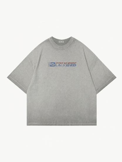 OYL-Lab Waffle Rib Distressed Letter Print Tee