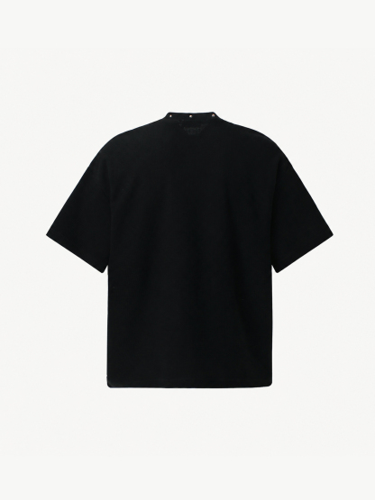 OYL-Lab Stud Collar Cross Figure  Waffle Tee