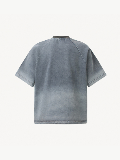 OYL-Lab Frayed Patch Embroidery Acid Wash Tee