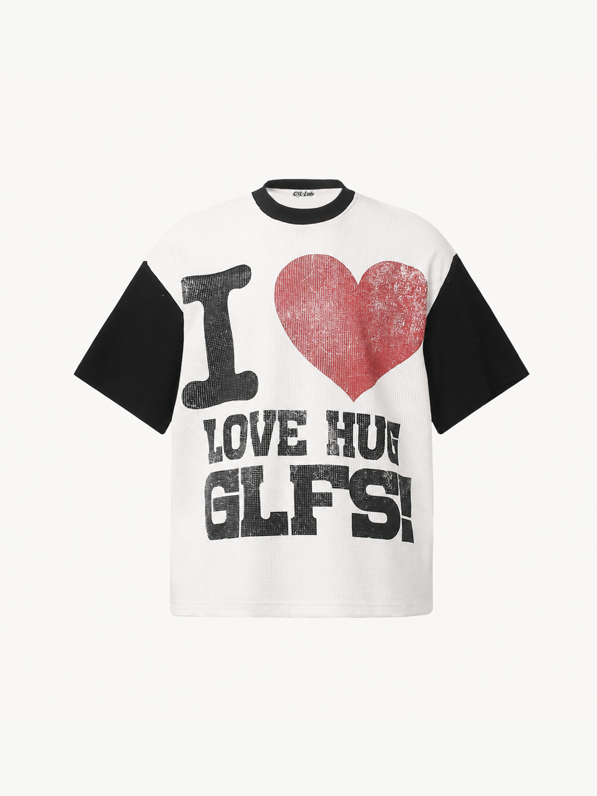 OYL-Lab Vintage Heart Slogan Waffle Tee