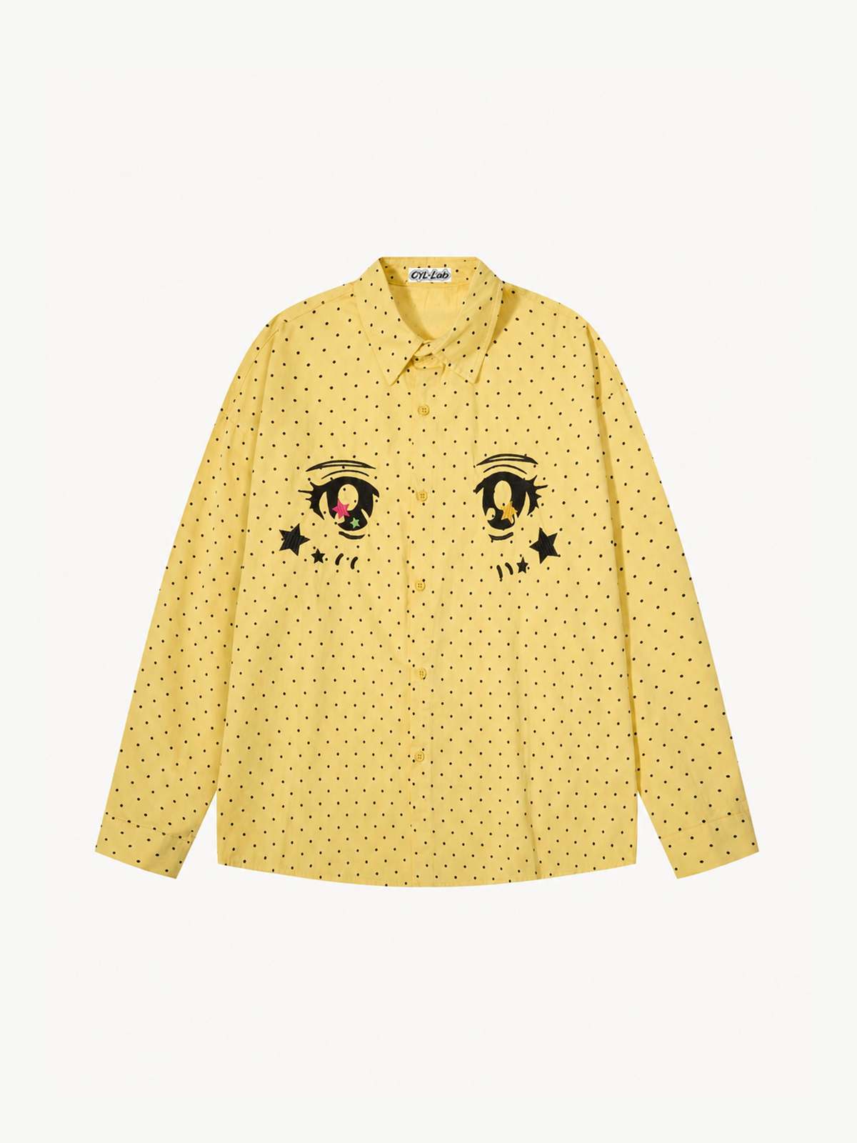OYL-Lab Polka Dot Anime Embroidery Long Sleeve Shirt