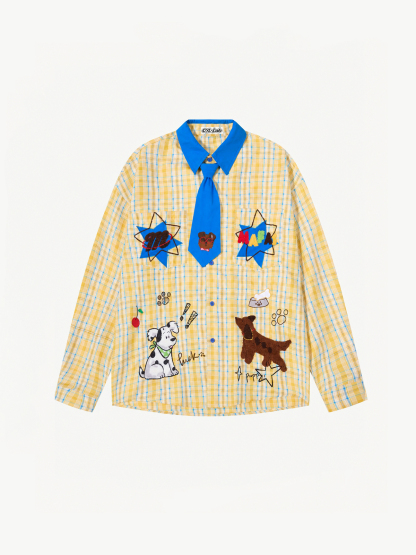 [Copy][Copy][Copy]OYL-Lab Cat Embroidery Long Sleeve Shirt