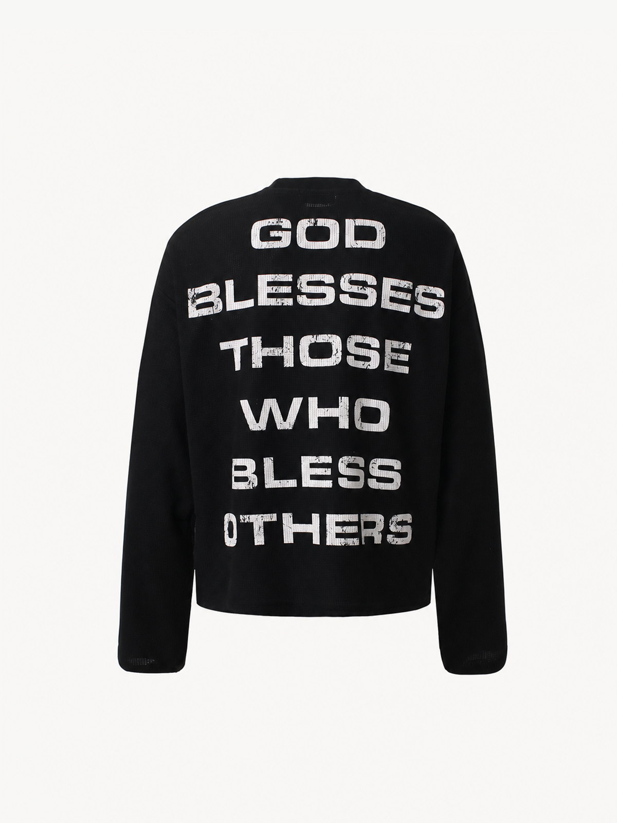 OYL-Lab Waffle Knit Cross Vintage Long Sleeve Tee
