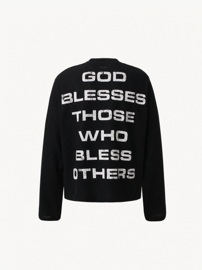 OYL-Lab Waffle Knit Cross Vintage Long Sleeve Tee