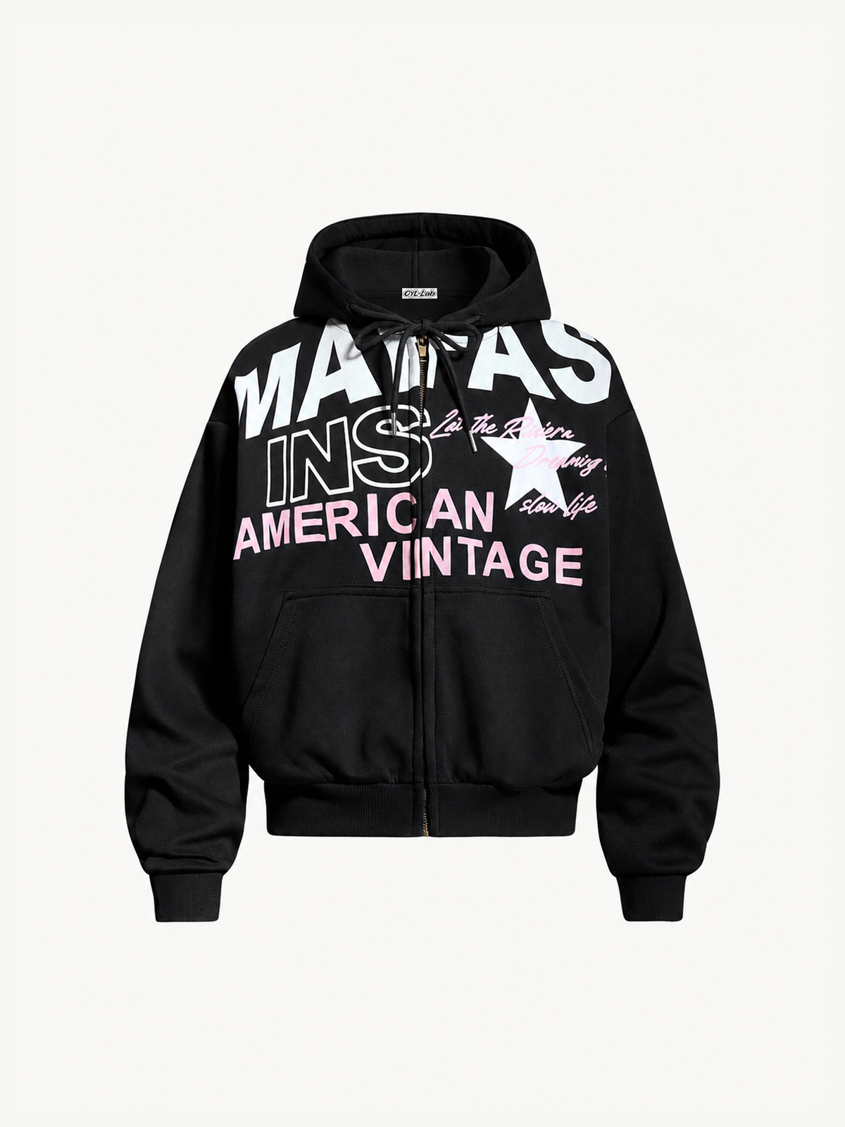 OYL-Lab Vintage Graphic Zip Up Hoodie