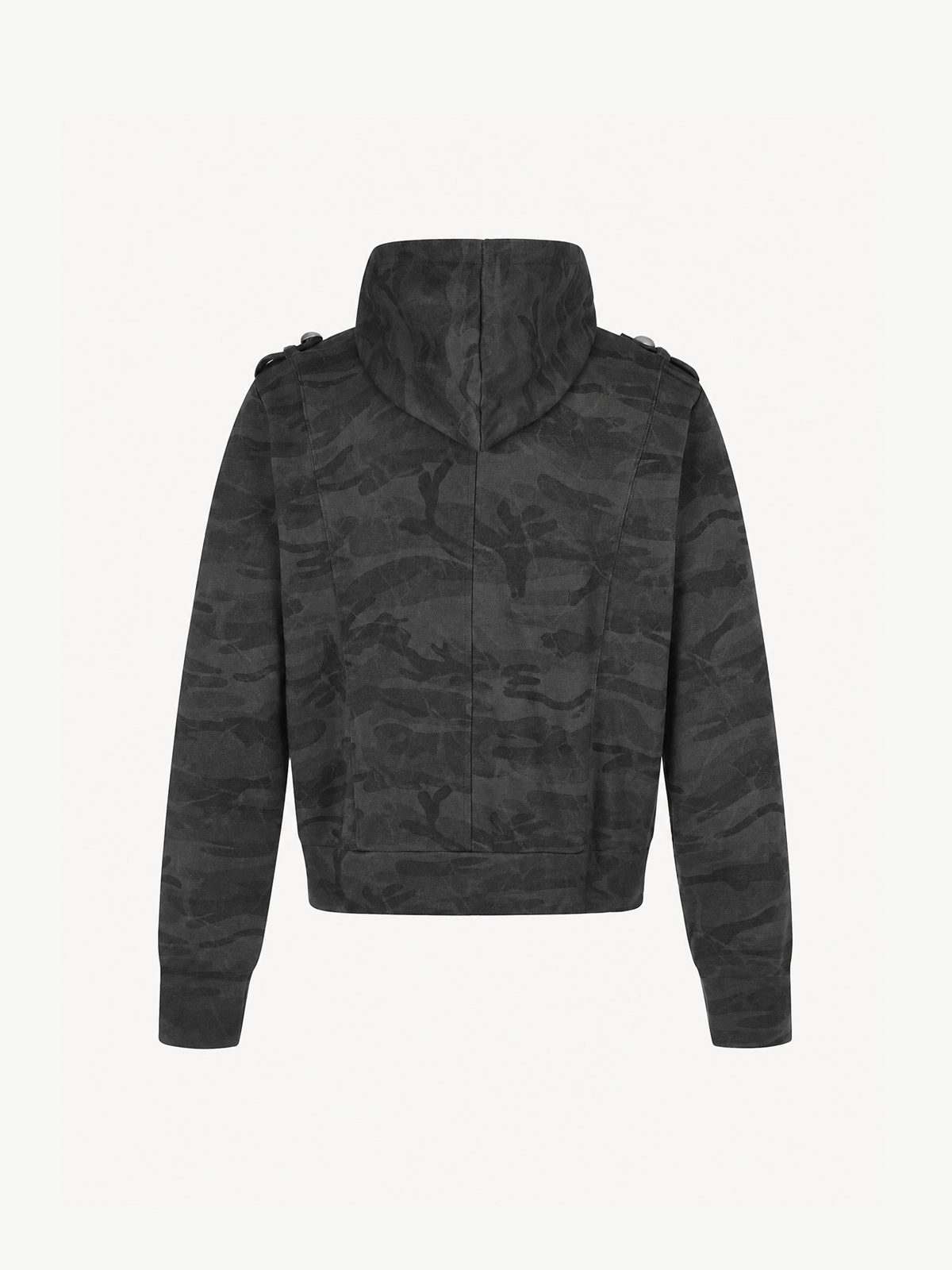 OYL-Lab Military Camo Epaulet Cropped Zip Hoodie