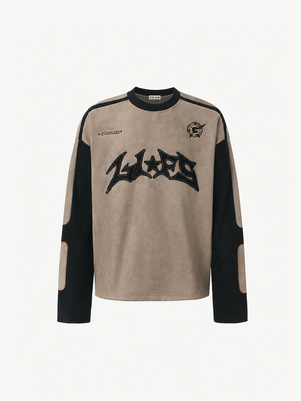OYL-Lab Suede Patchwork Long Sleeve Tee