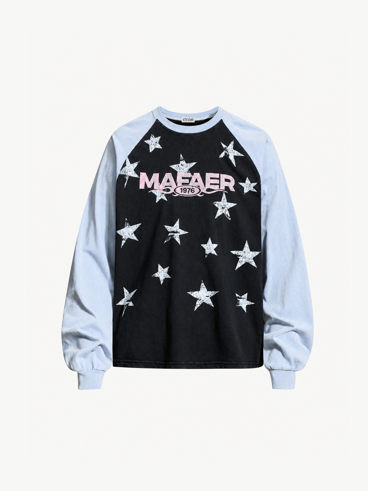 OYL-Lab Vintage Washed Star Print Raglan Sweatshirt