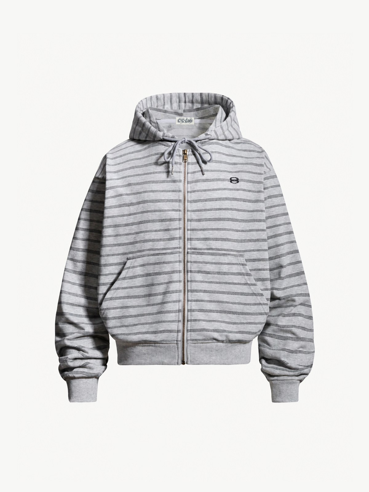 OYL‑Lab Striped Full‑Zip Cropped Hoodie