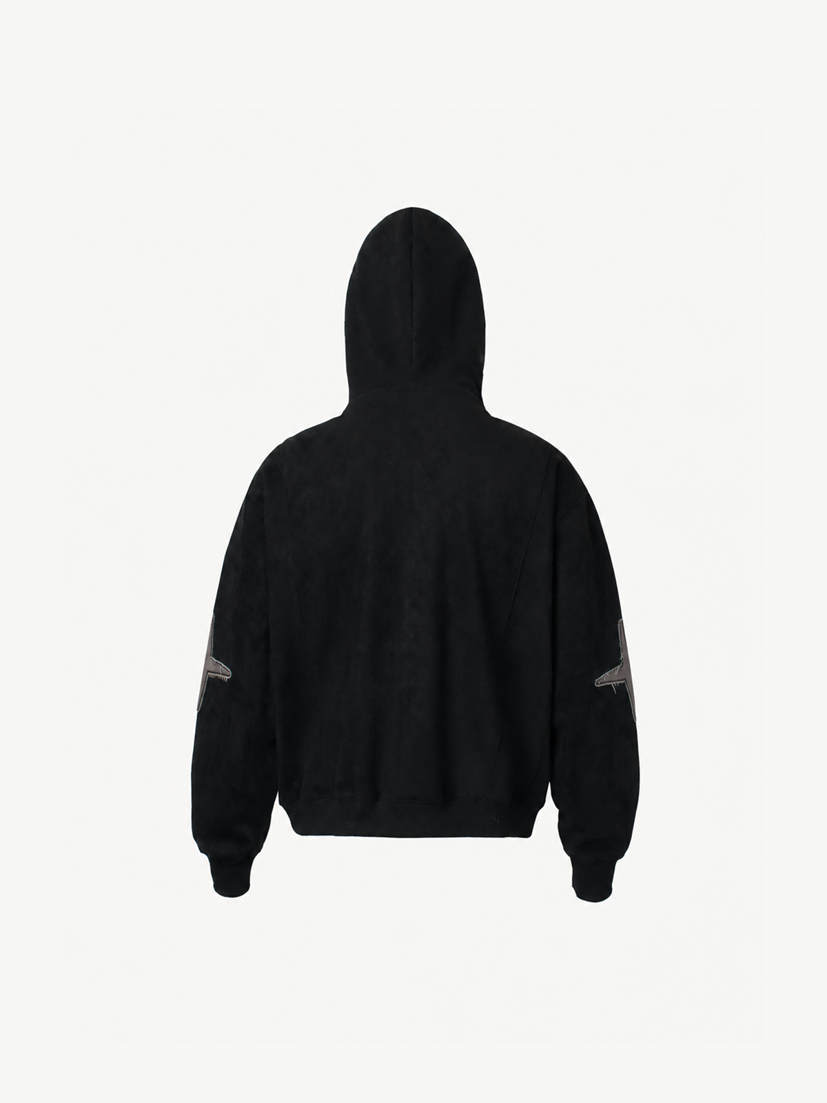 OYL‑Lab Raw-Edge Applique Faux Suede Zip Up Hoodie 