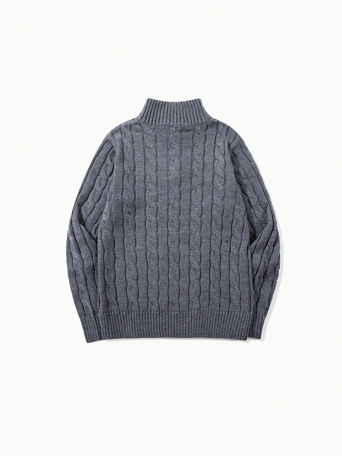 OYL-Lab Quarter Zip Cable Knit Mock‑Neck Sweater