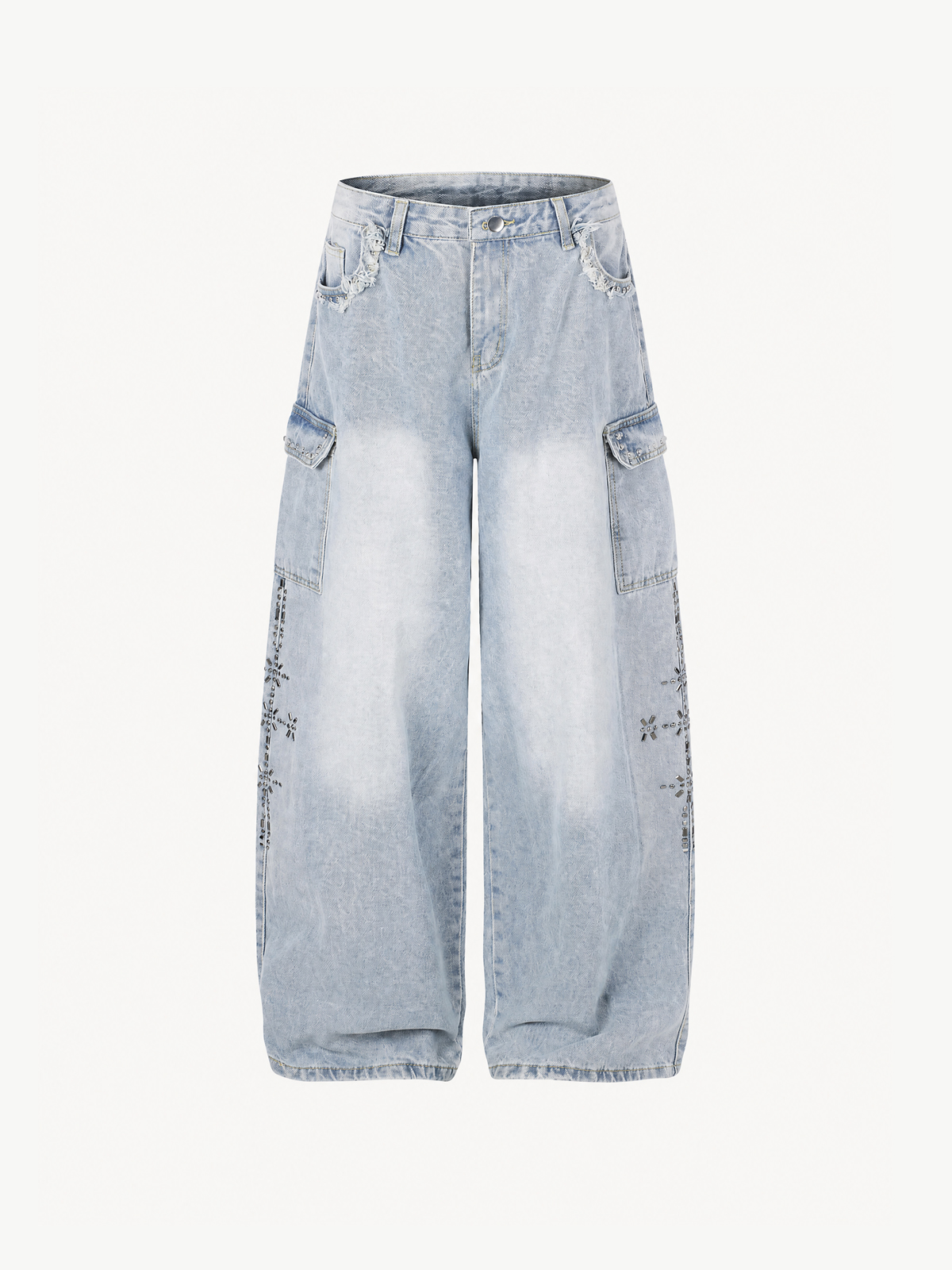 OYL-Lab Metal Stud  Baggy Cargo Denim Pants