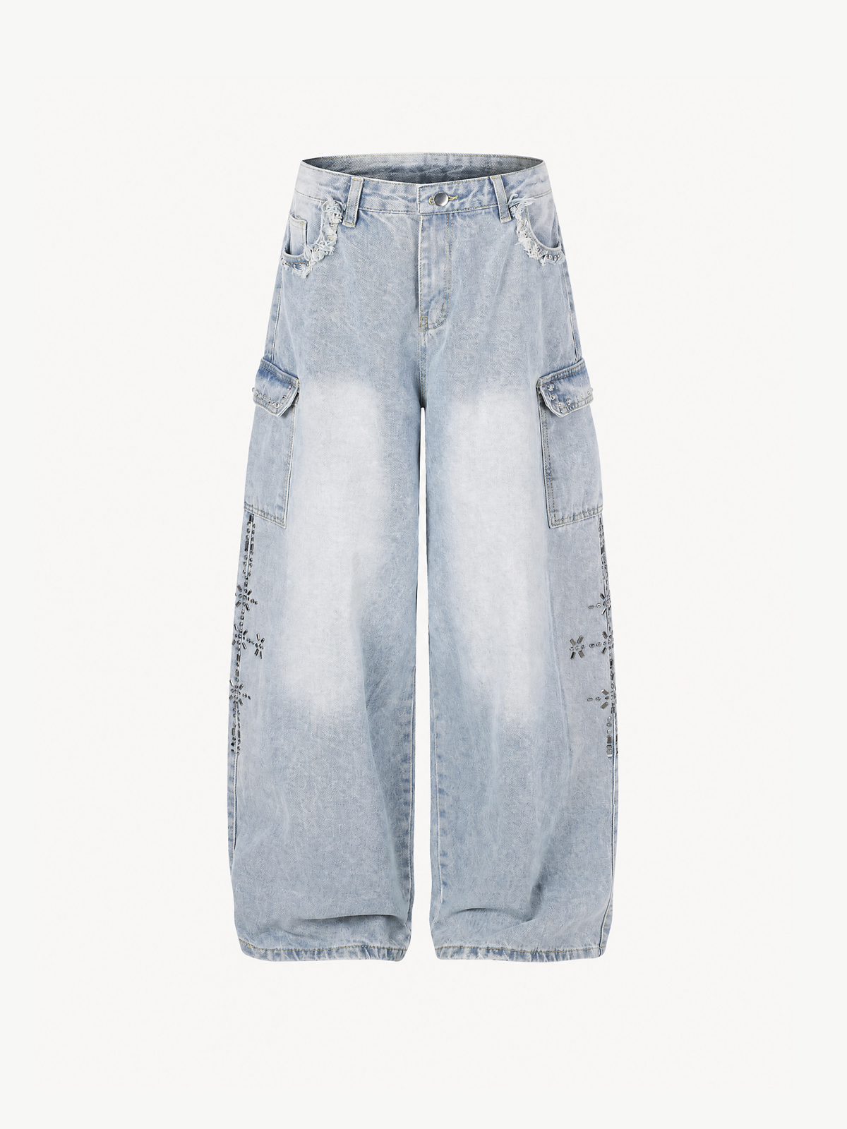 OYL-Lab Metal Stud  Baggy Cargo Denim Pants