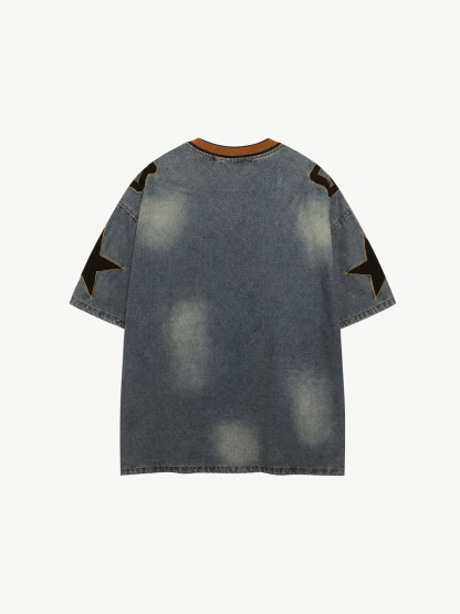 OYL-Lab Varsity  Star Patch  V Neck Tee
