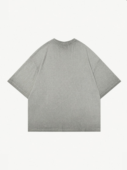 OYL-Lab Waffle Rib Distressed Letter Print Tee