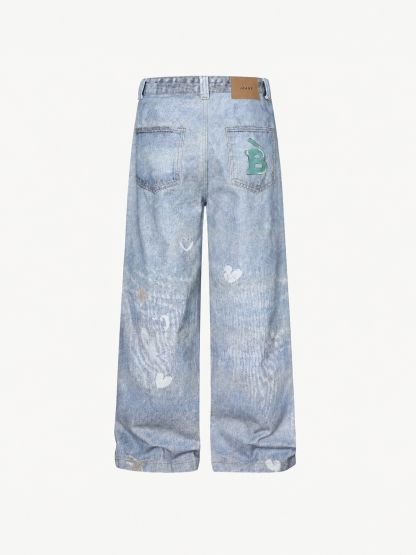 [Copy]OYL-Lab Curved Seam Baggy Rivet Washed Jeans