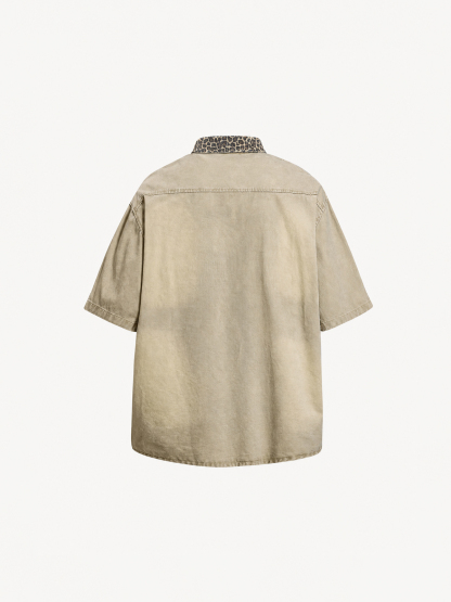 OYL-Lab Leopard Patch Cross Vintage Wash Shirt