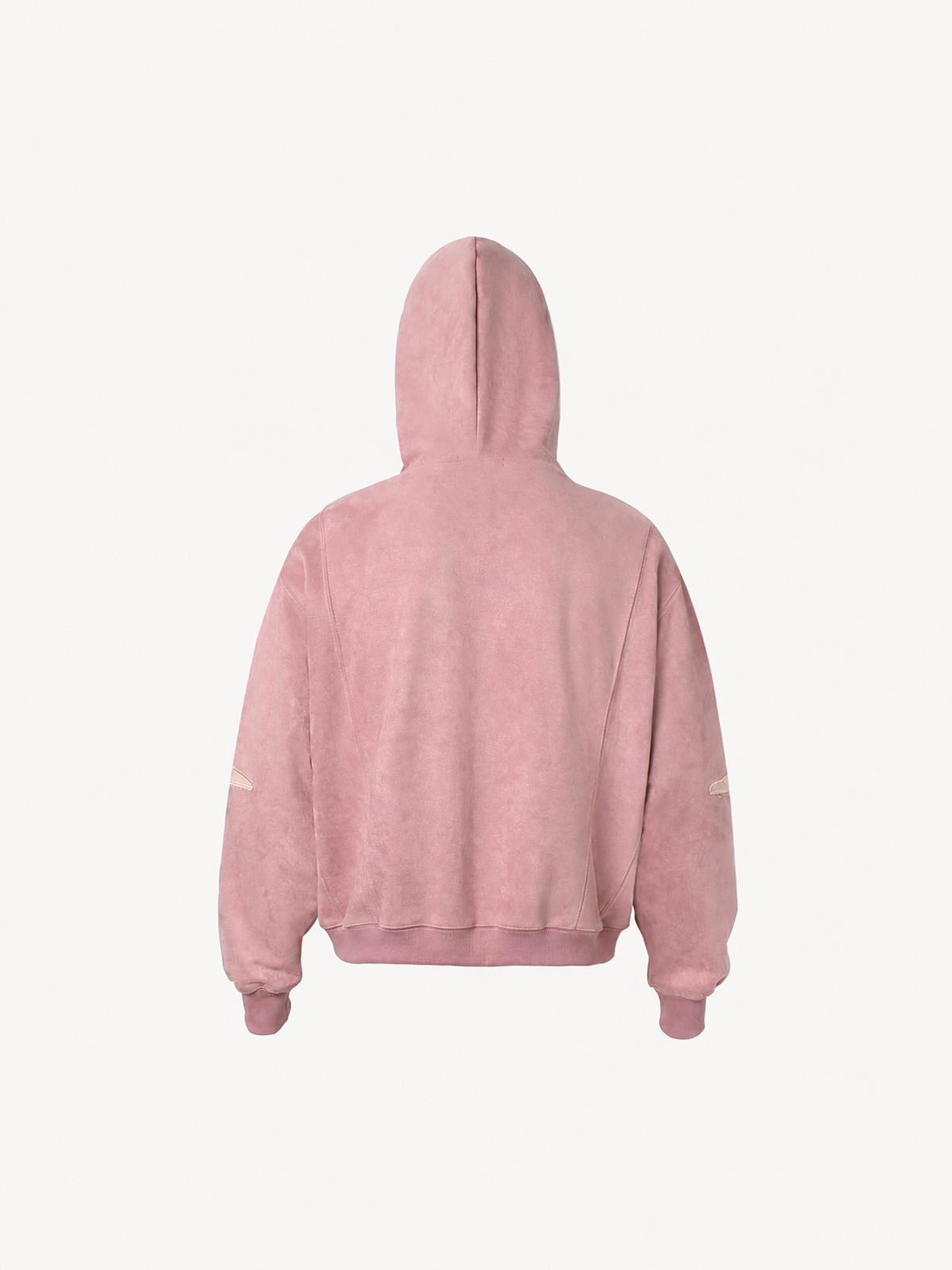 OYL‑Lab Raw-Edge Applique Faux Suede Zip Up Hoodie 