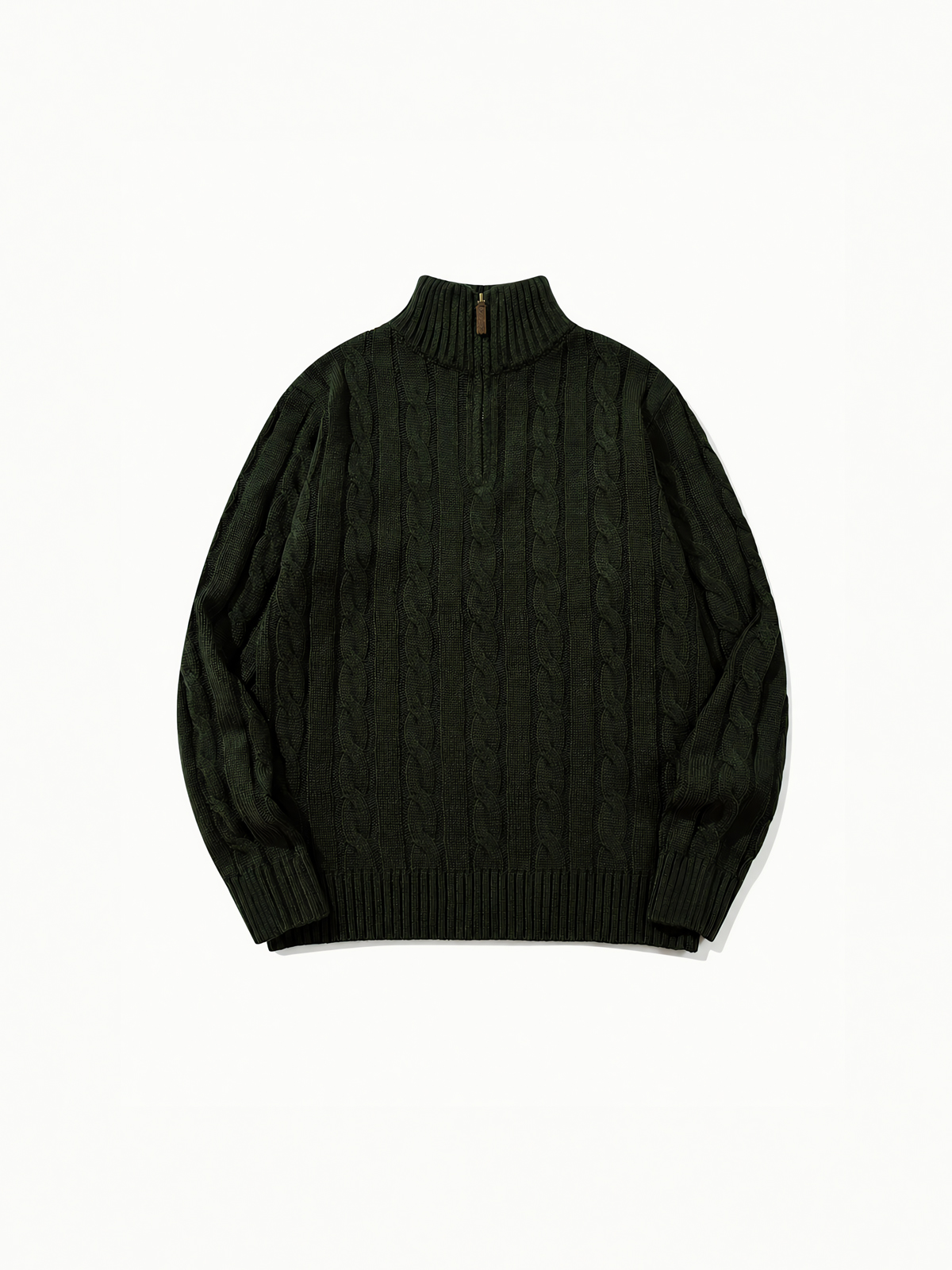 OYL-Lab Quarter Zip Cable Knit Mock‑Neck Sweater