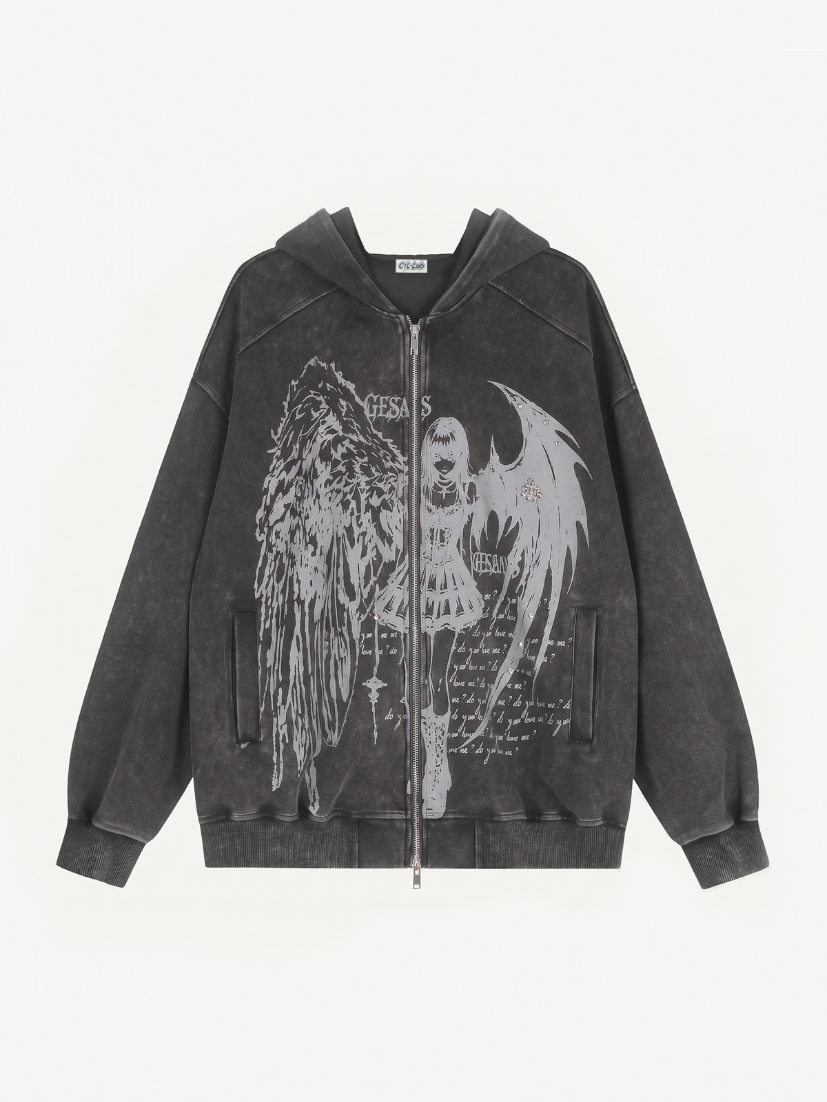 OYL‑Lab Angel Demon Girl Graphic Zip UP Hoodie