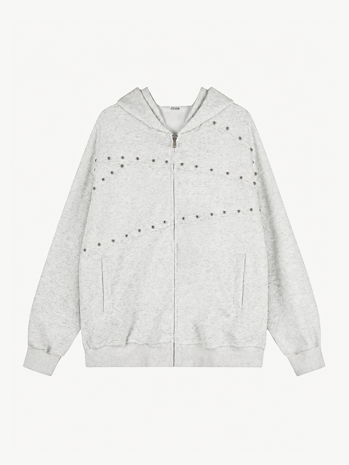 OYL-Lab Oversized Rivet Zip Up Hoodie