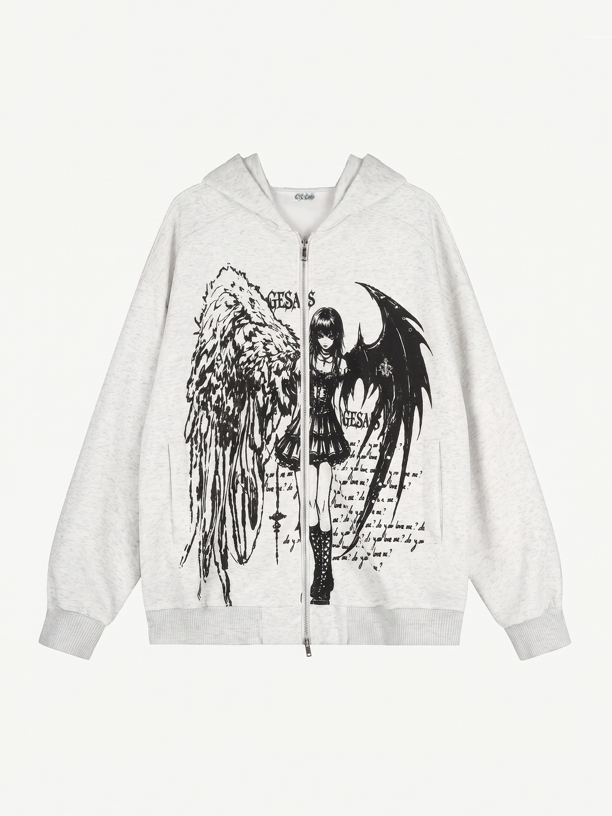 OYL‑Lab Angel Demon Girl Graphic Zip UP Hoodie