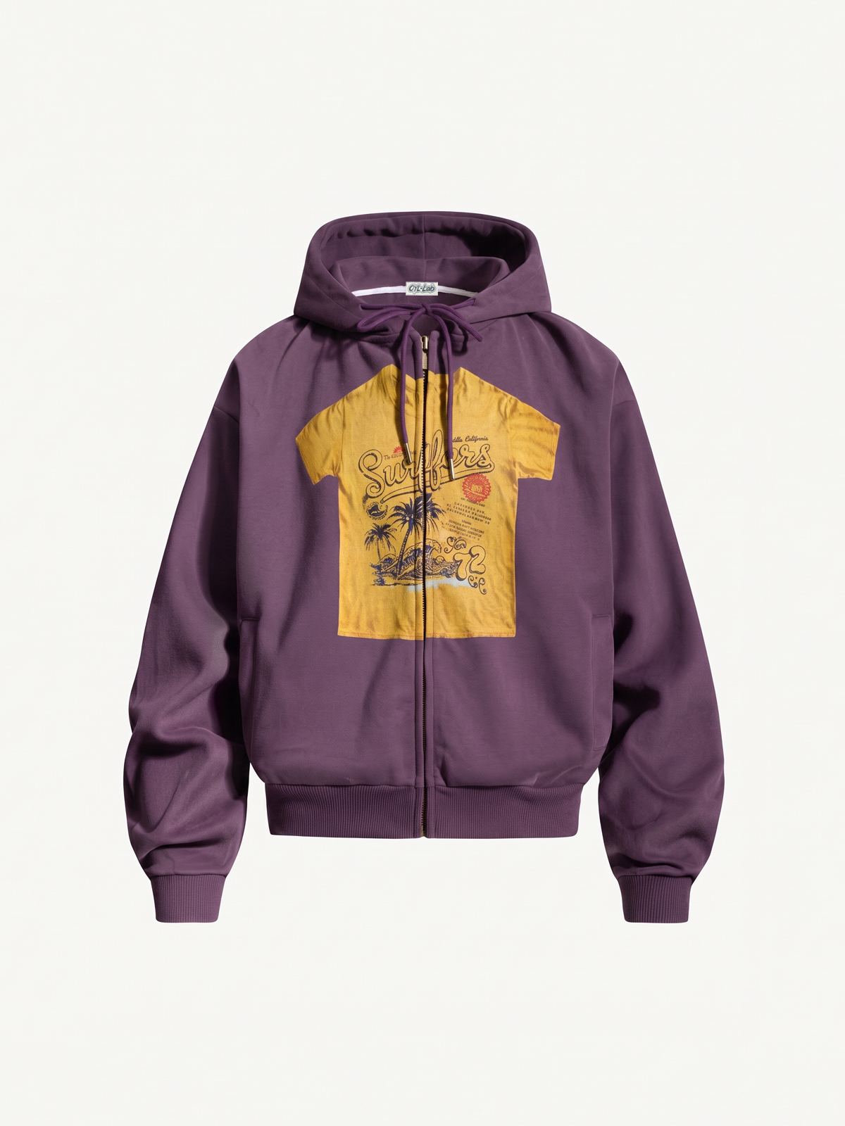 OYL‑Lab Vintage Fake Layer Zip Up Hoodie