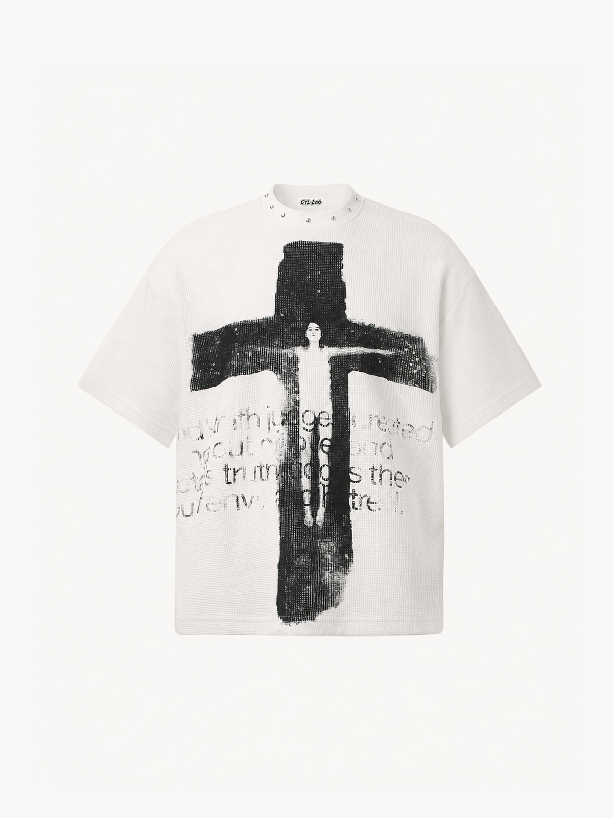 OYL-Lab Stud Collar Cross Figure  Waffle Tee