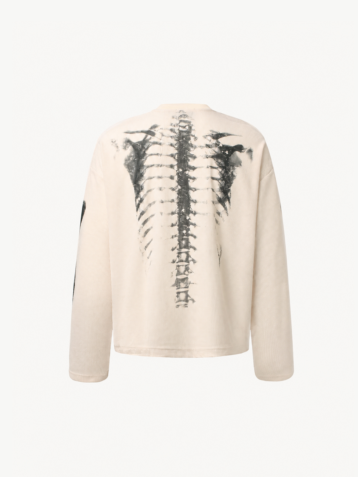 OYL-Lab Waffle Knit Skeleton Graphic Long Sleeve Tee