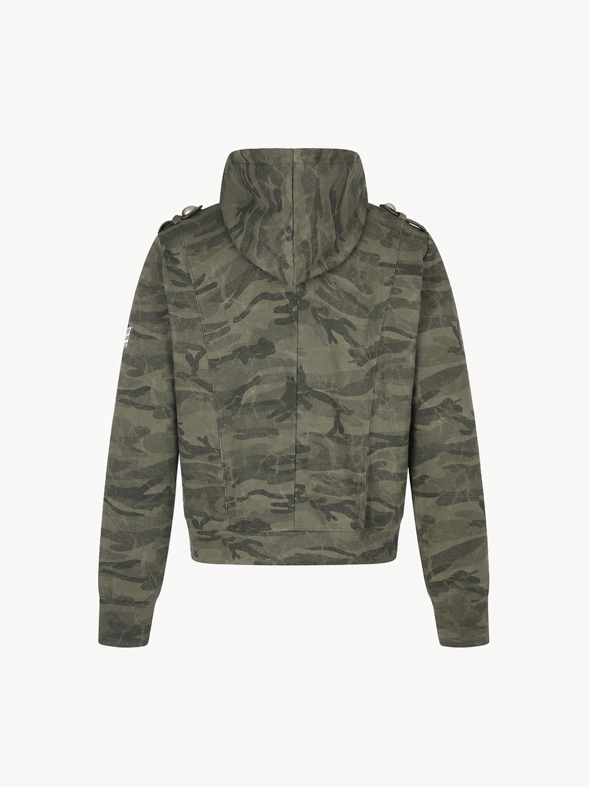 OYL-Lab Military Camo Epaulet Cropped Zip Hoodie