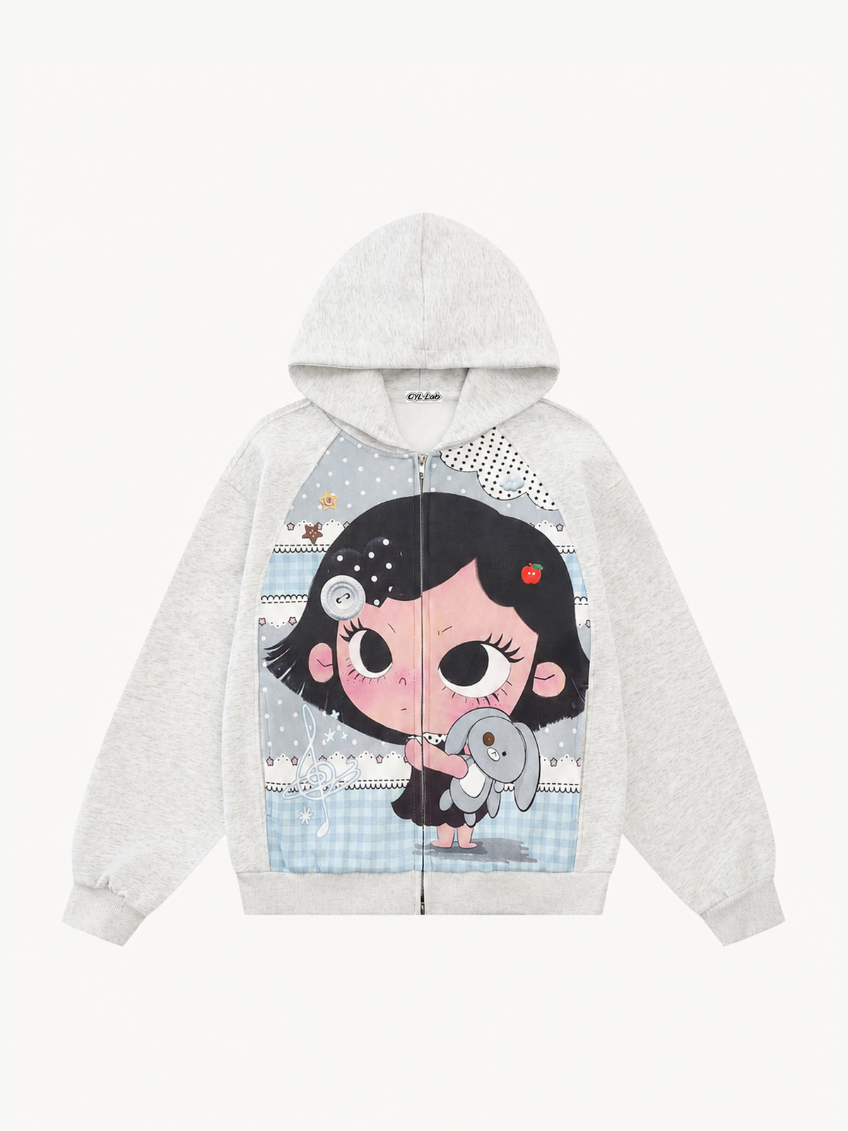 OYL-Lab Cartoon Graphic Zip Up Hoodie