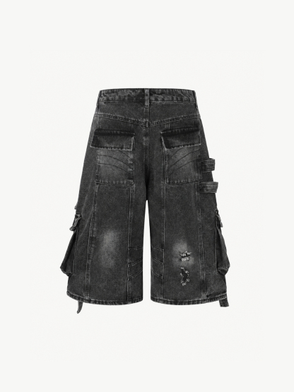 [Copy][Copy]OYL-Lab Star Patch Washed Denim Jorts