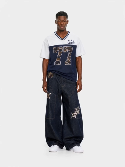 OYL-Lab Leopard Star Patch Baggy Jeans
