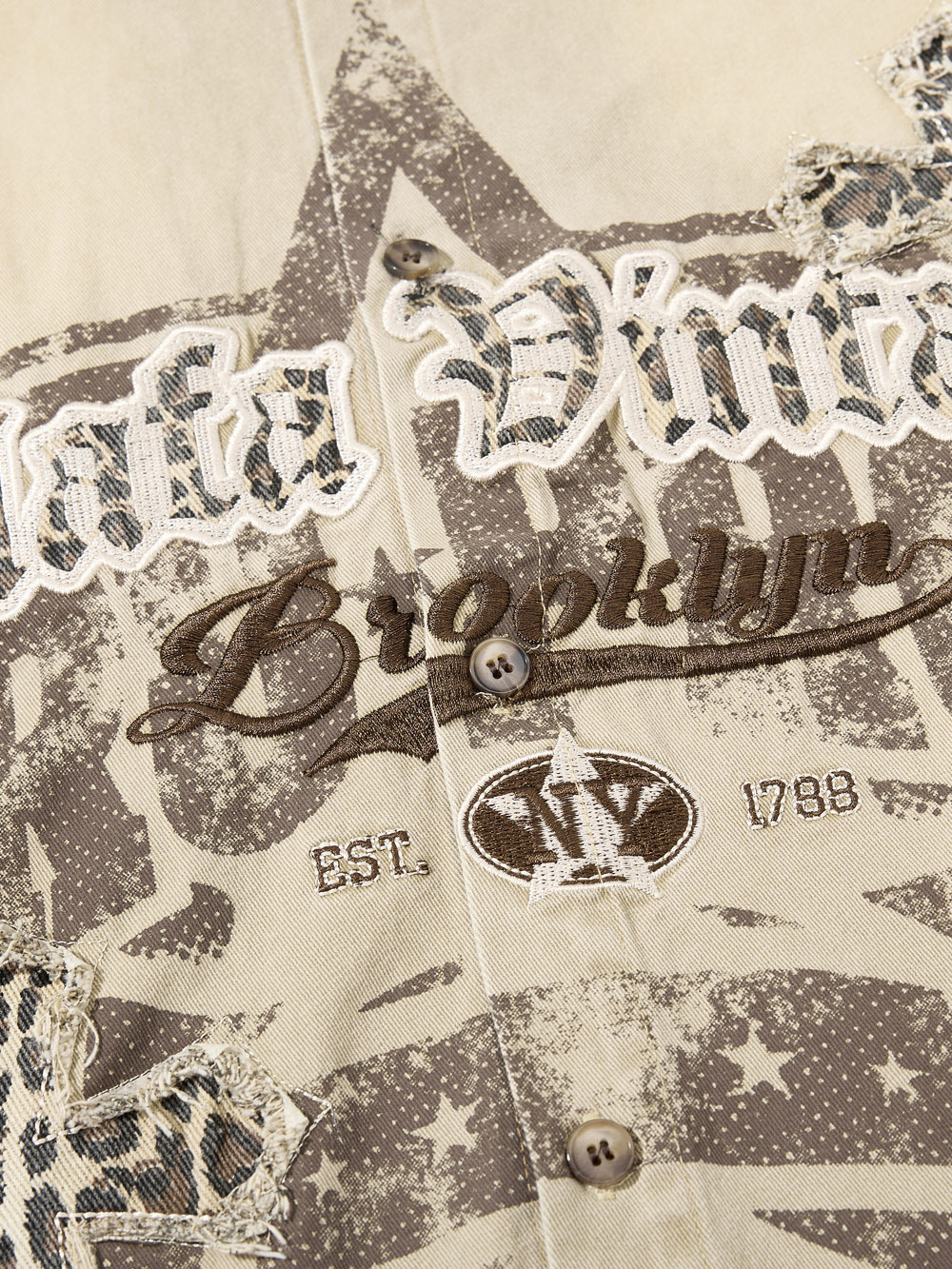 OYL-Lab Leopard Patch Cross Vintage Wash Shirt